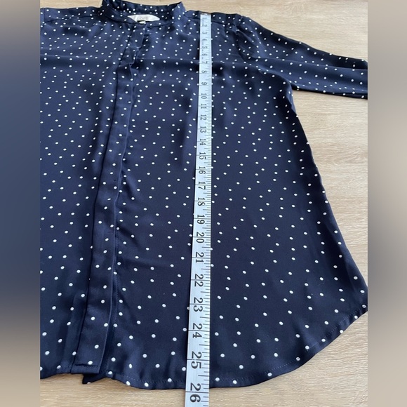LOFT Blue Polka Dot Women's Small Long Sleeve Blouse - Picture 6 of 8